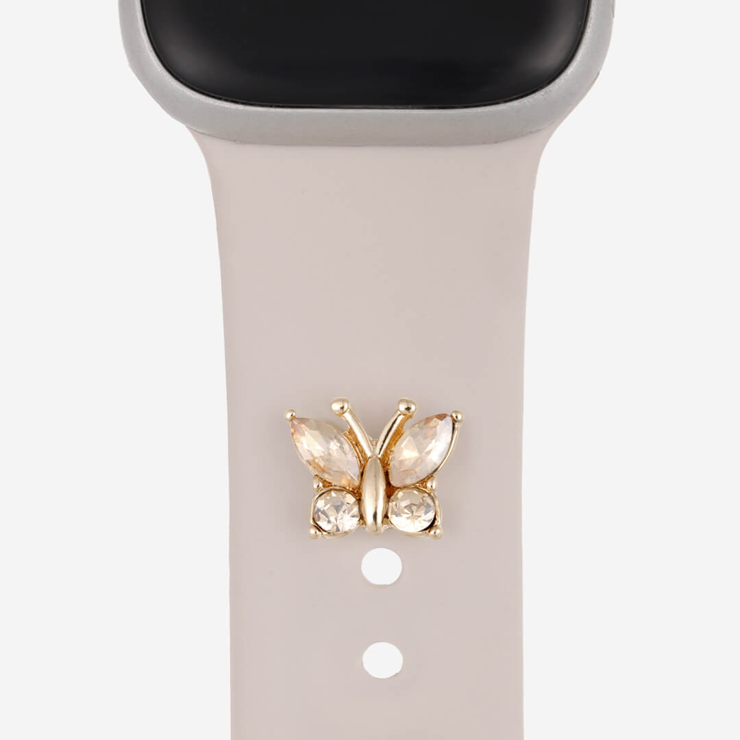 Crystal Butterfly Apple Watch Charm - Gold