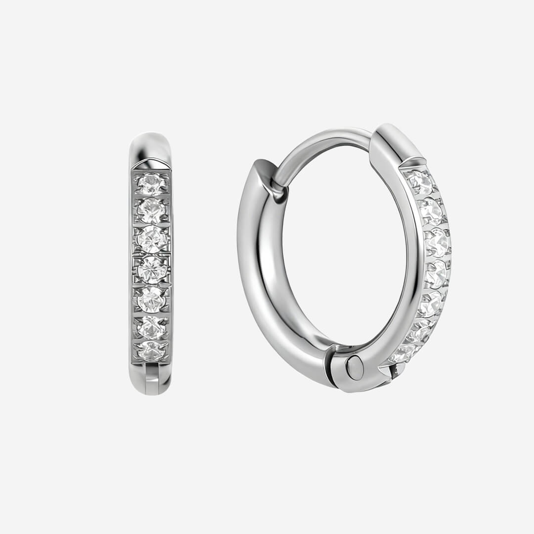 Giselle Crystal Huggie Earrings - Silver