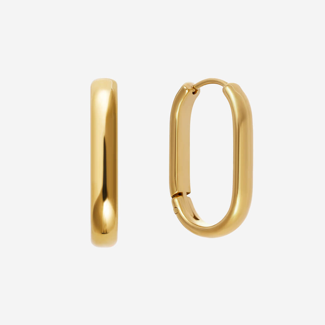 Harper Oval Hoop Earrings - Gold