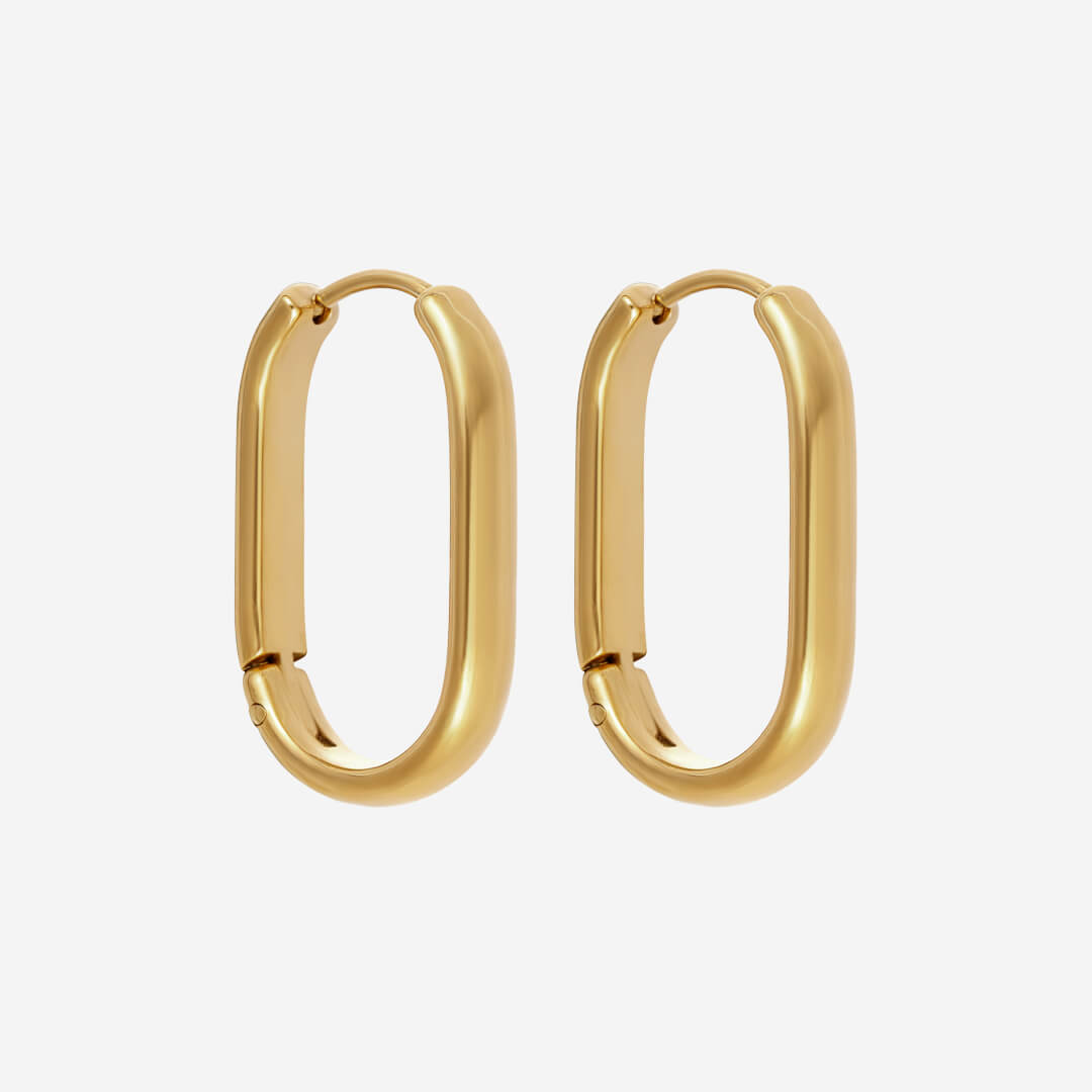 Harper Oval Hoop Earrings - Gold
