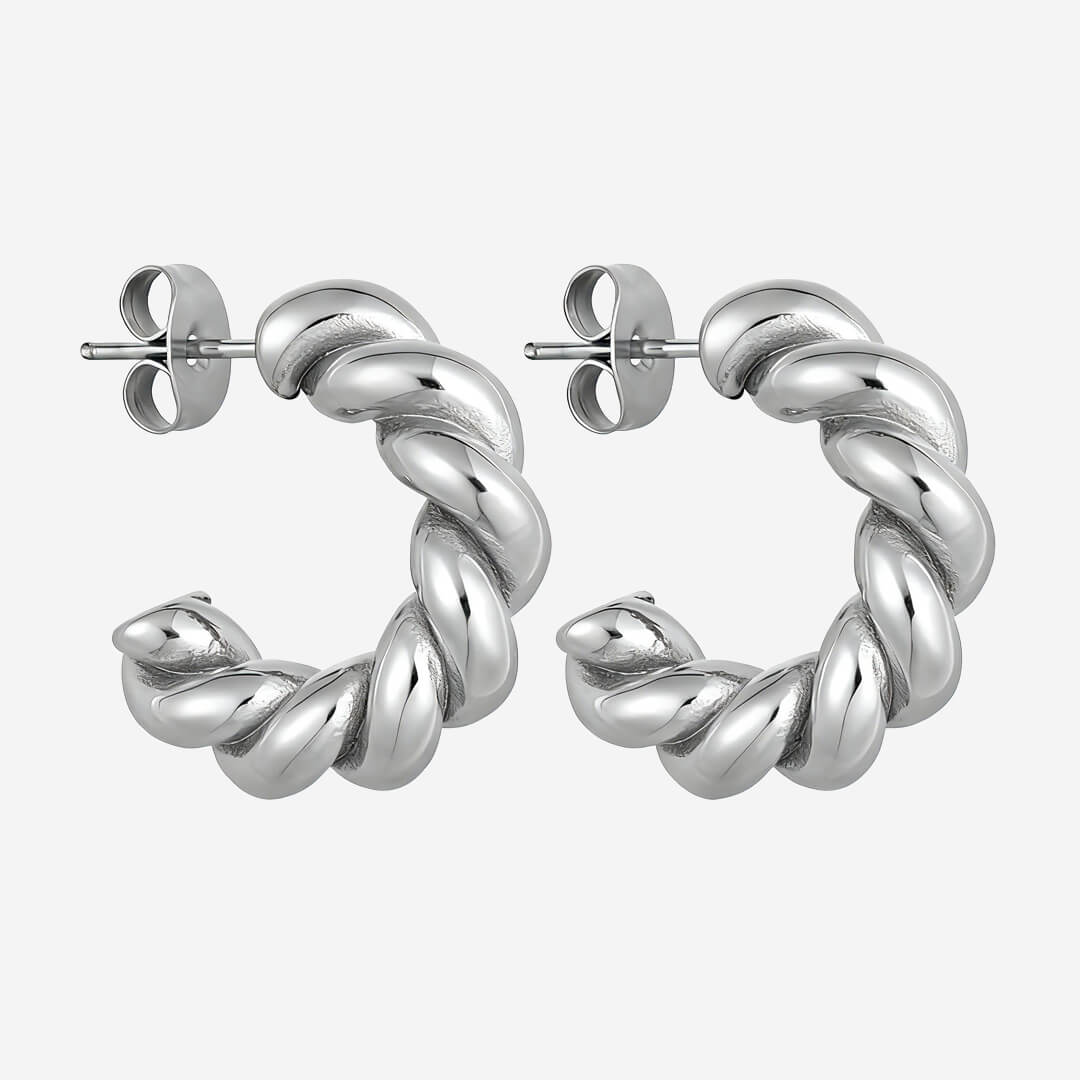 Imogen Twist Hoop Earrings - Silver