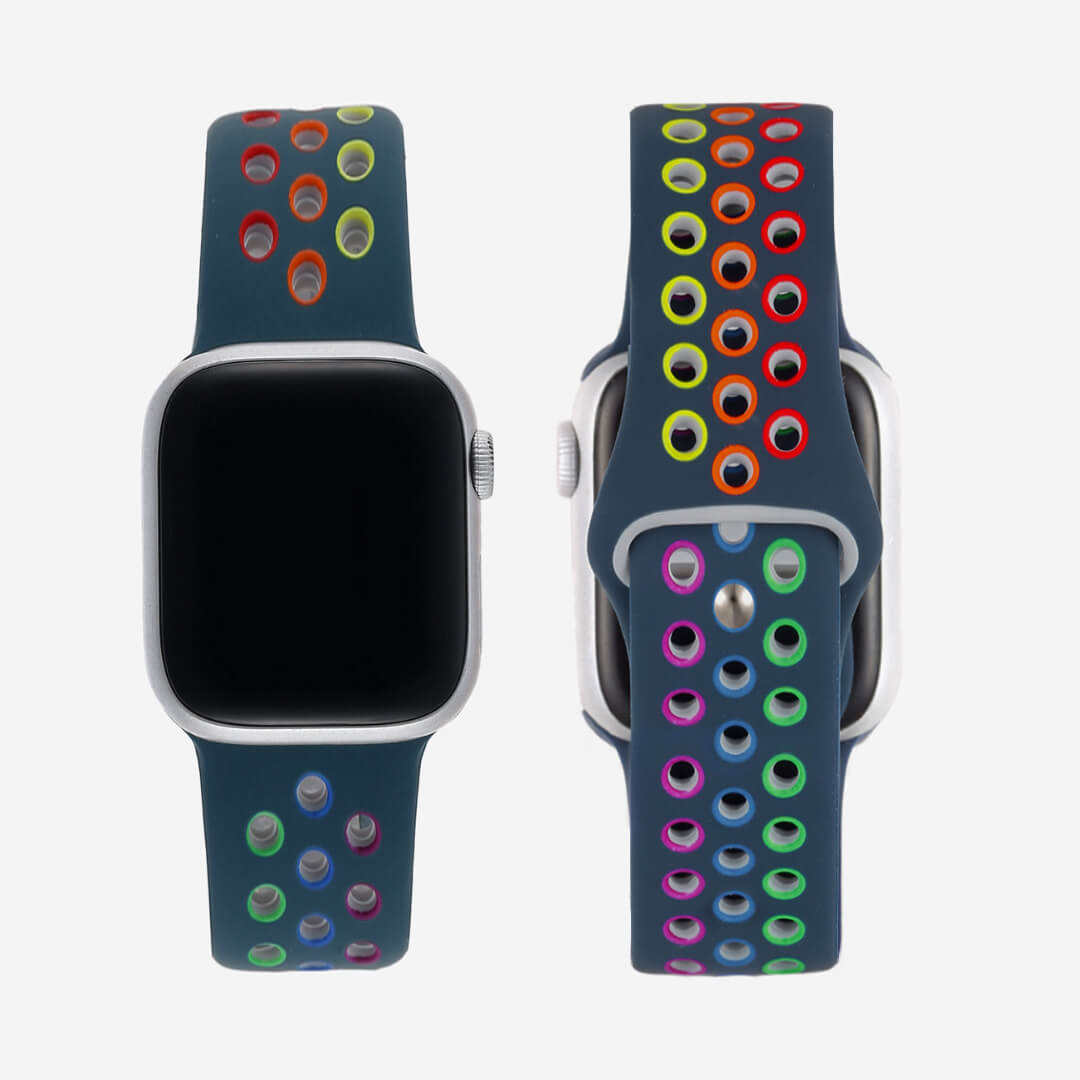 Silicone Sports Apple Watch Band - Slate/Pride