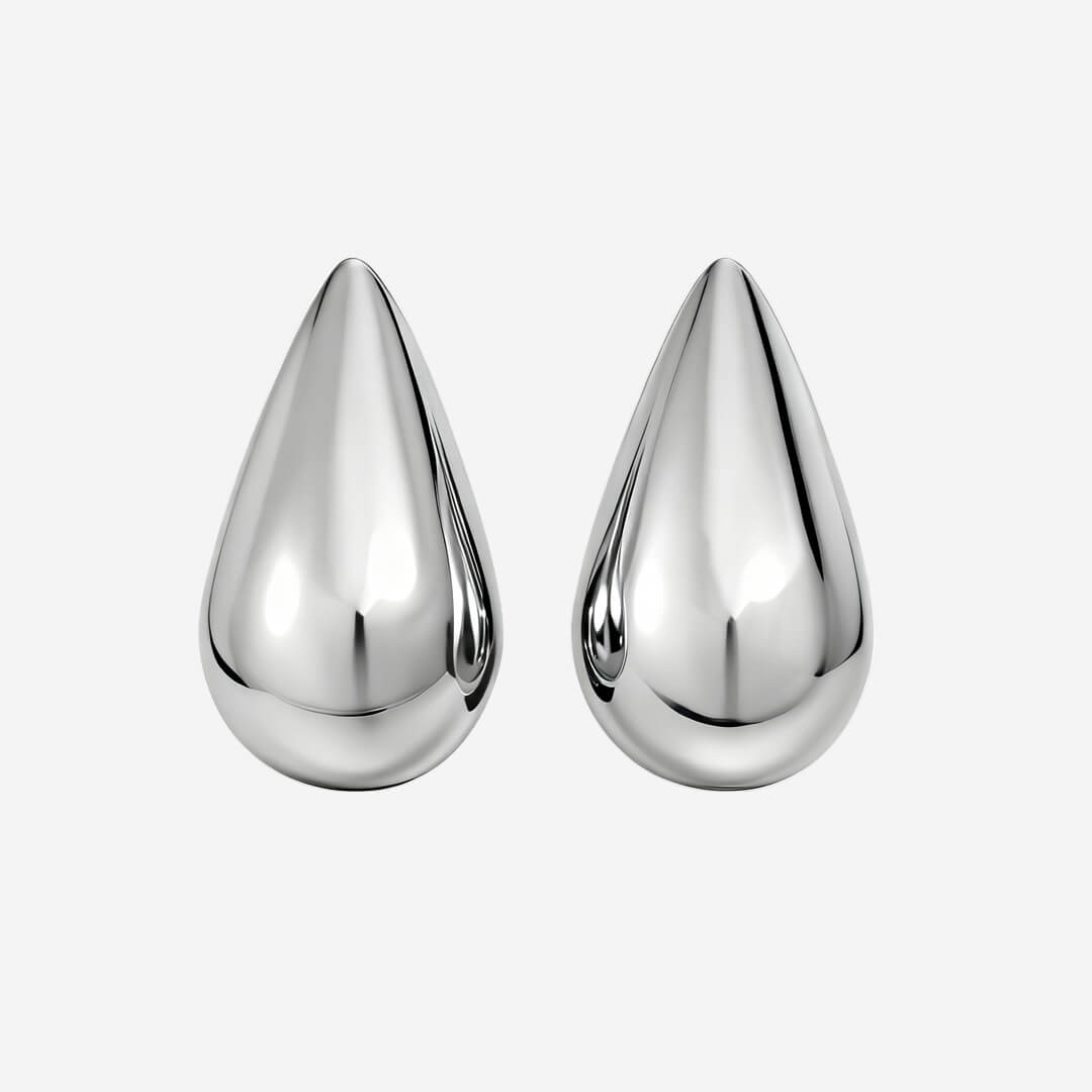 Willow Teardrop Stud Earrings - Silver