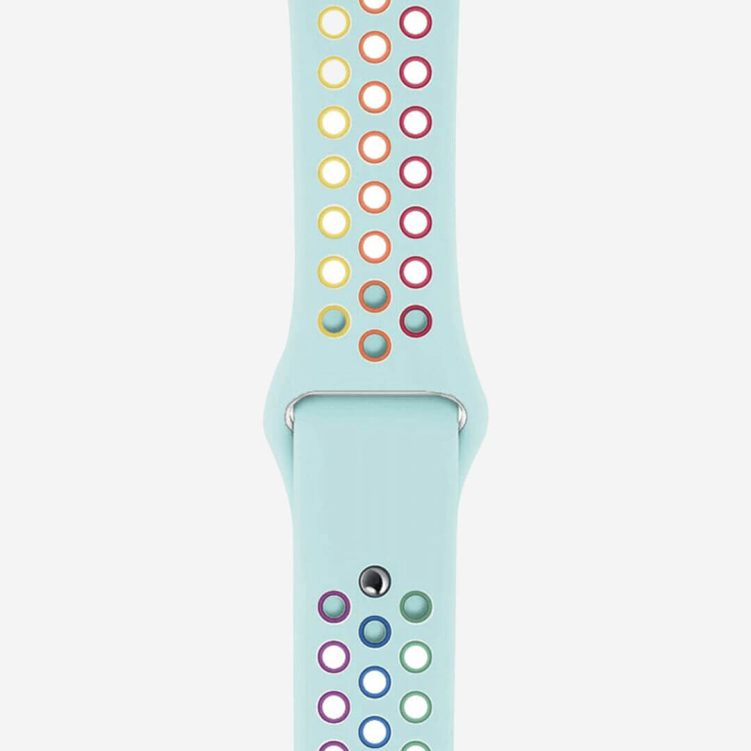 Silicone Sports Apple Watch Band - Aqua/Pride