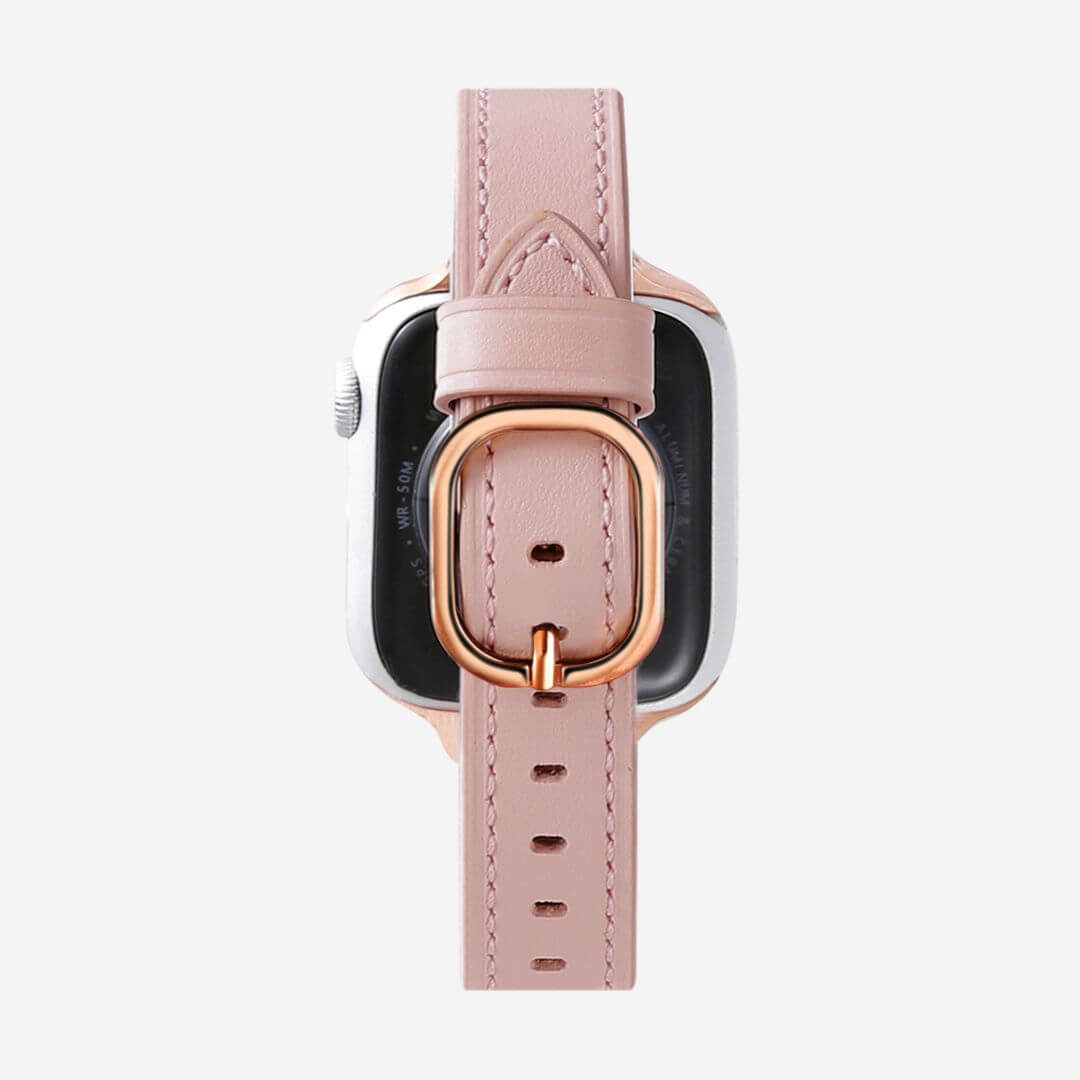 Copenhagen Leather Apple Watch Band - Pink / Vintage Rose Gold