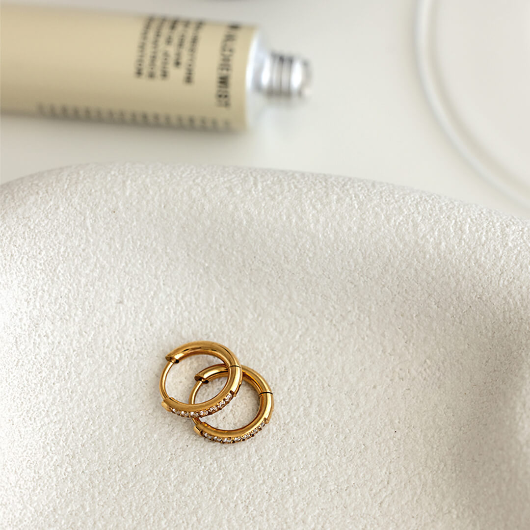 Giselle Crystal Huggie Earrings - Gold