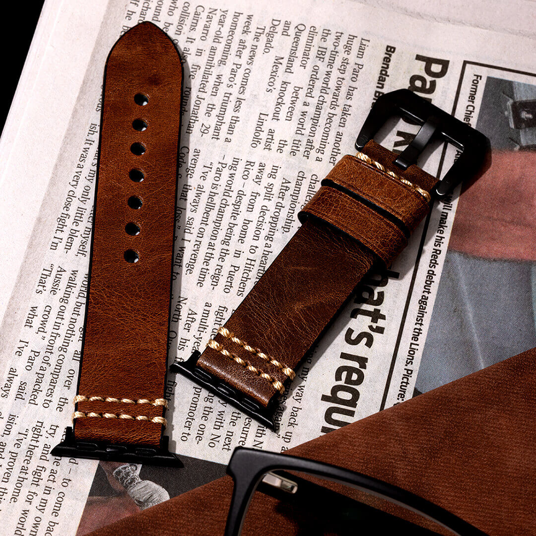 Italian Vintage Leather Apple Watch Band - Nutmeg