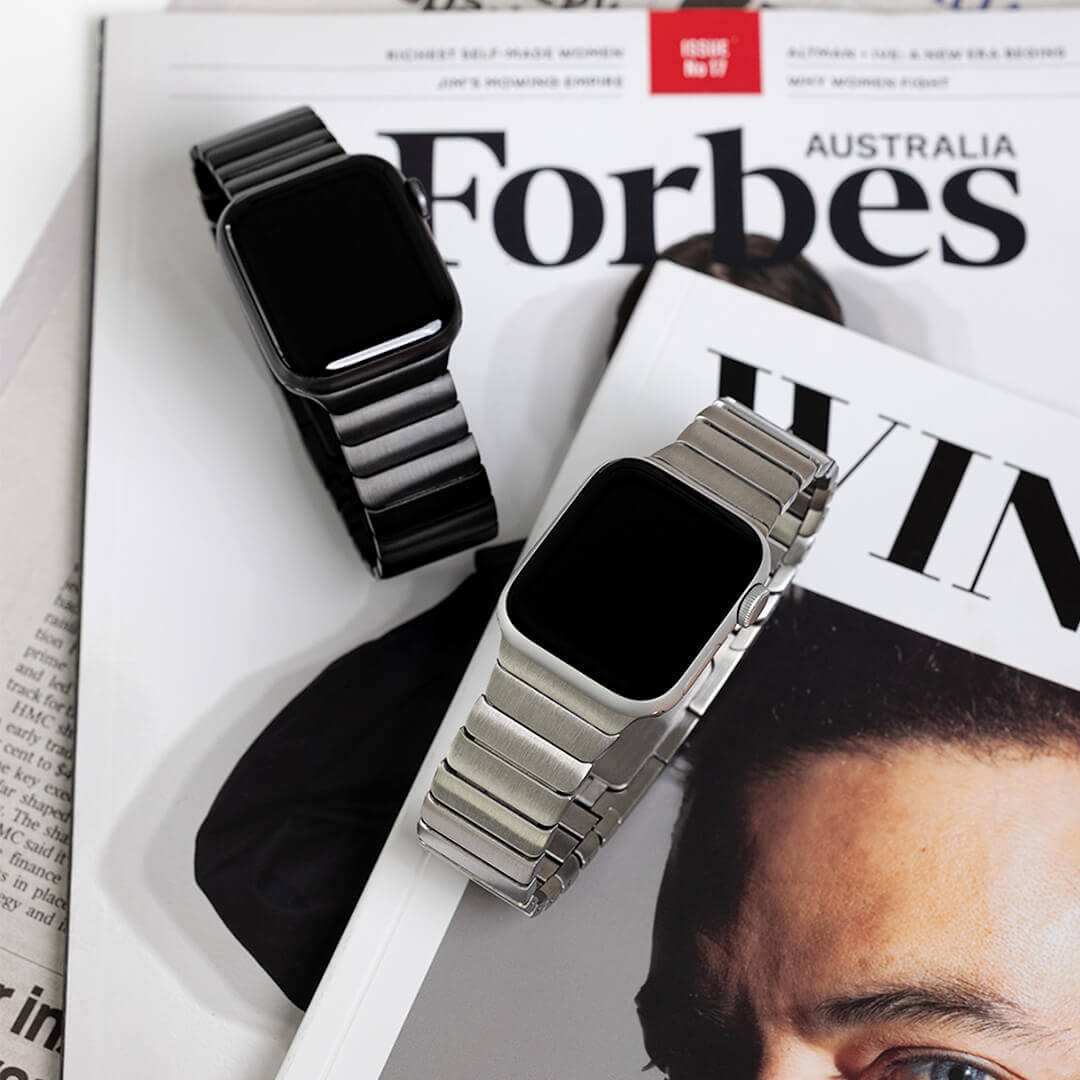 Link Bracelet Apple Watch Band - Black and Silver