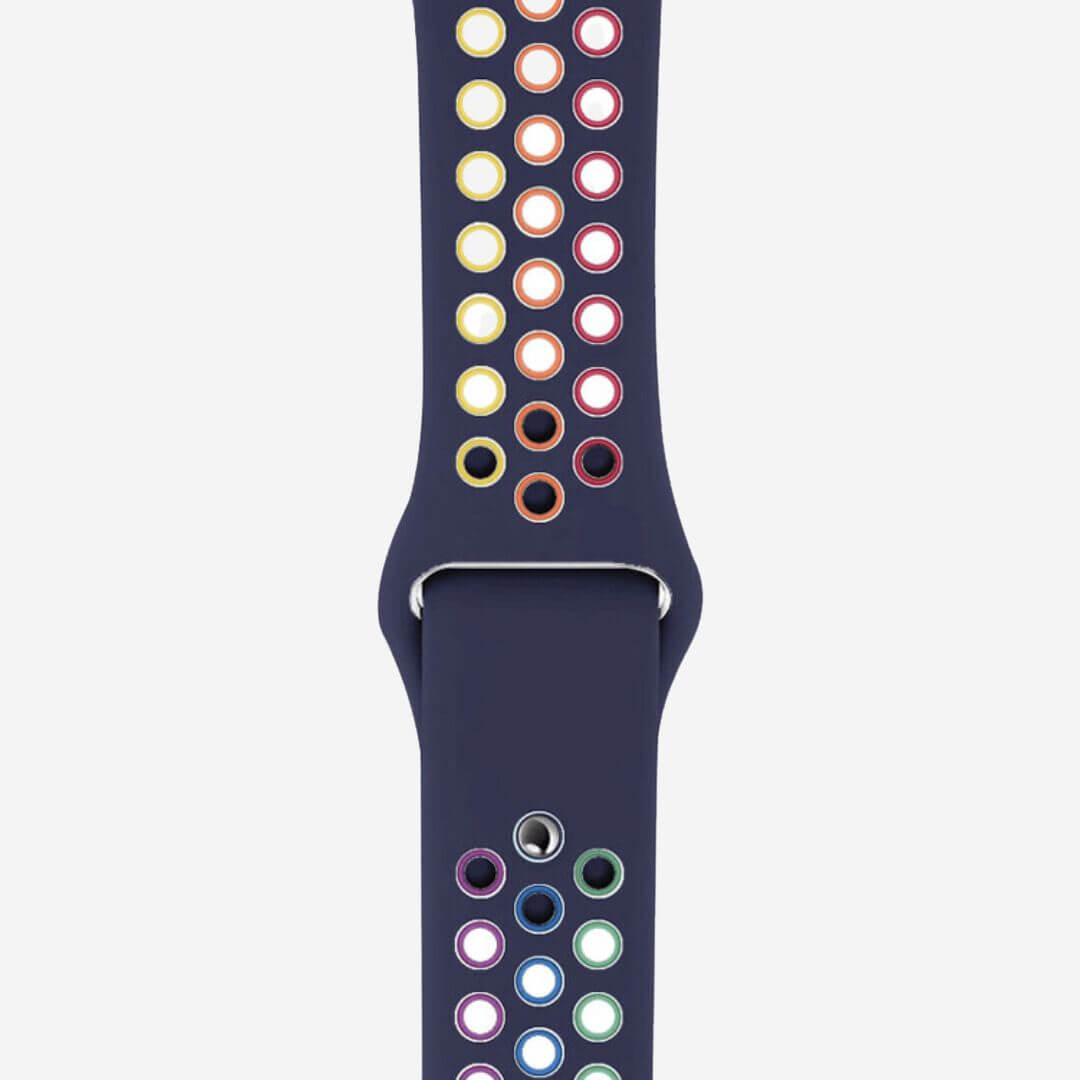 Silicone Sports Apple Watch Band - Midnight/Pride