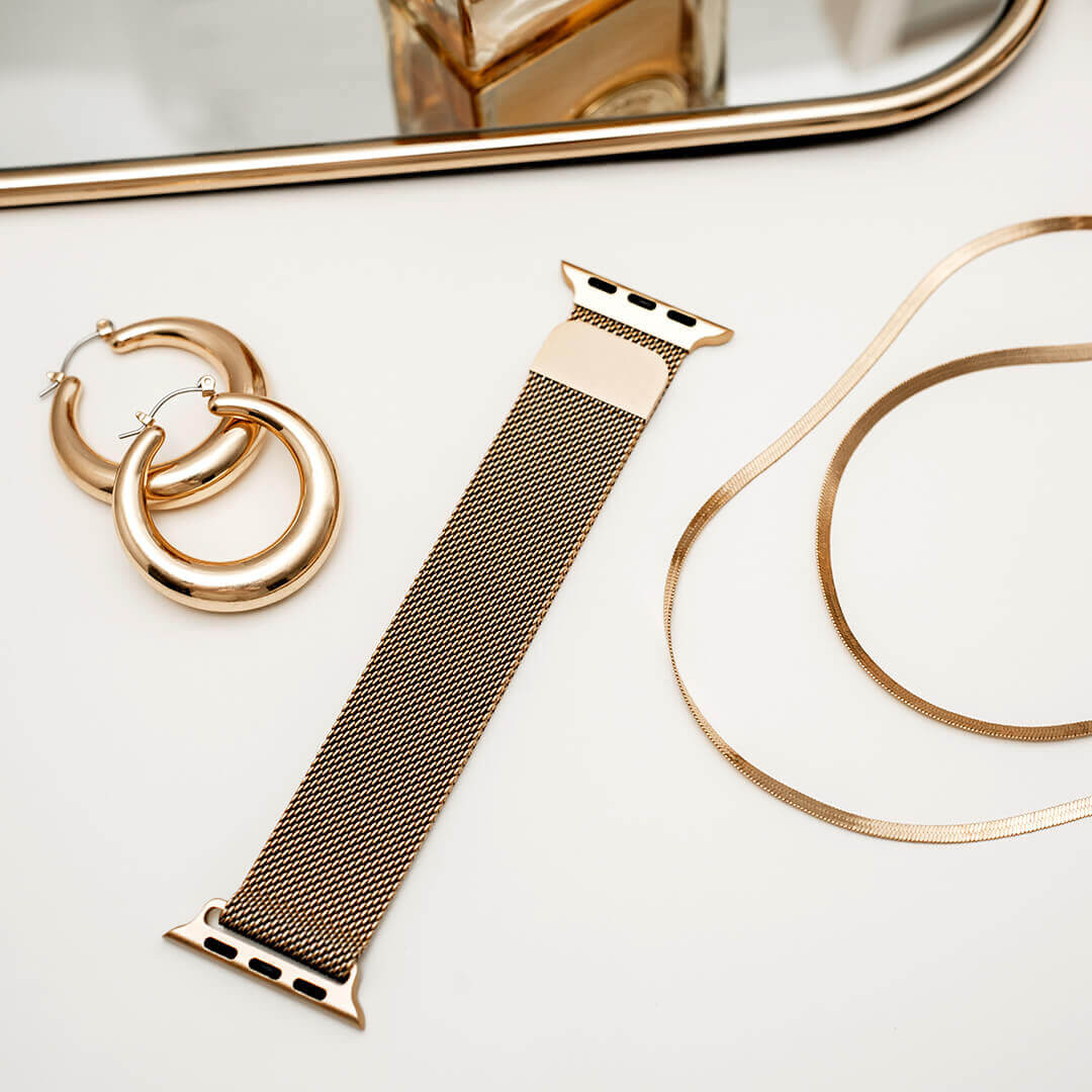 Milanese Loop Apple Watch Band - Vintage Gold - Styled