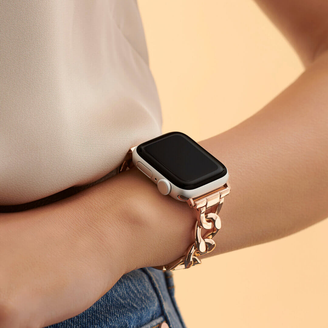 Venus Bracelet Apple Watch Band - Vintage Rose Gold - On Model