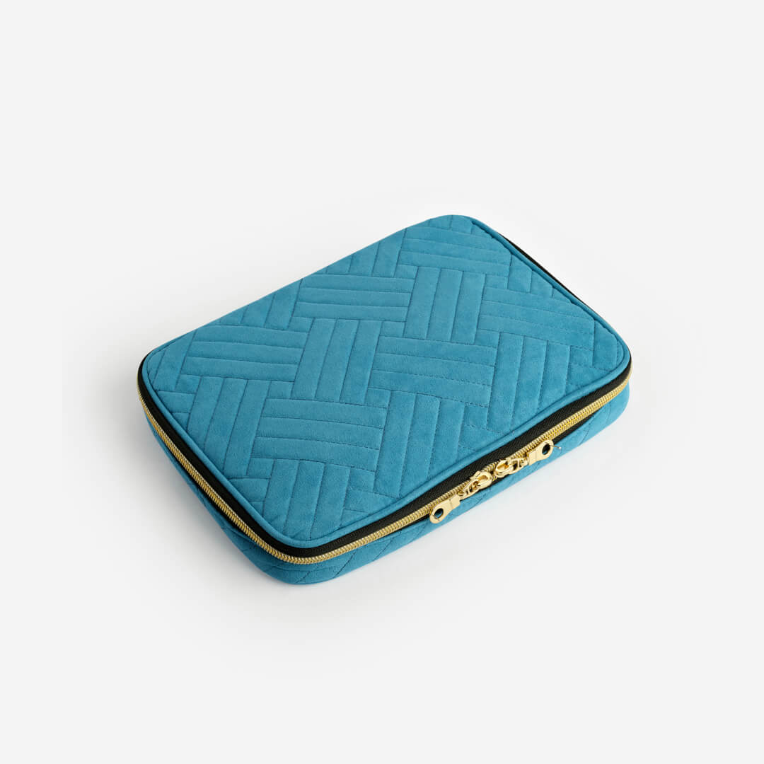 Quilted Apple Watch Band Storage Case - Teal