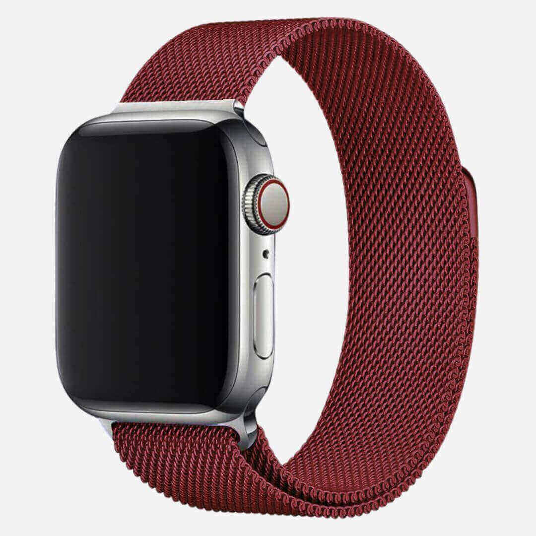 Milanese Loop Apple Watch Band - Rose Red