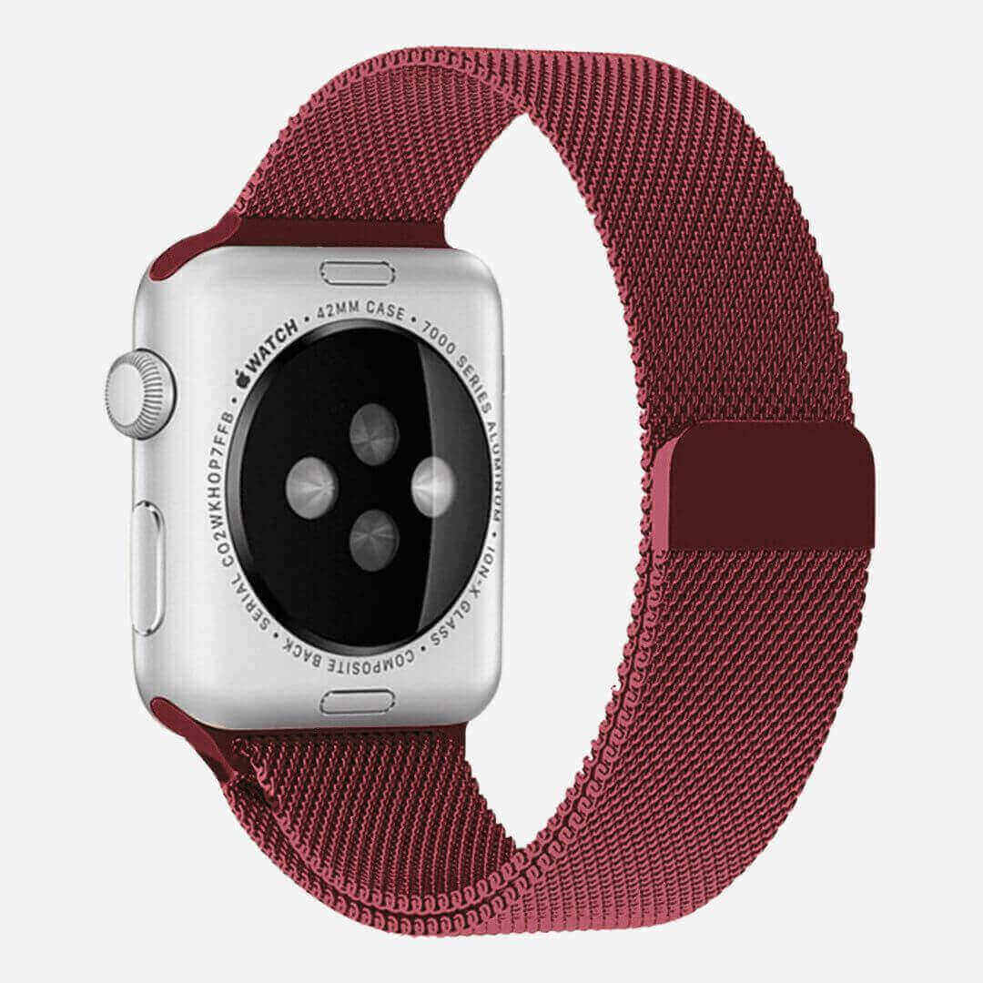 Milanese Loop Apple Watch Band - Rose Red