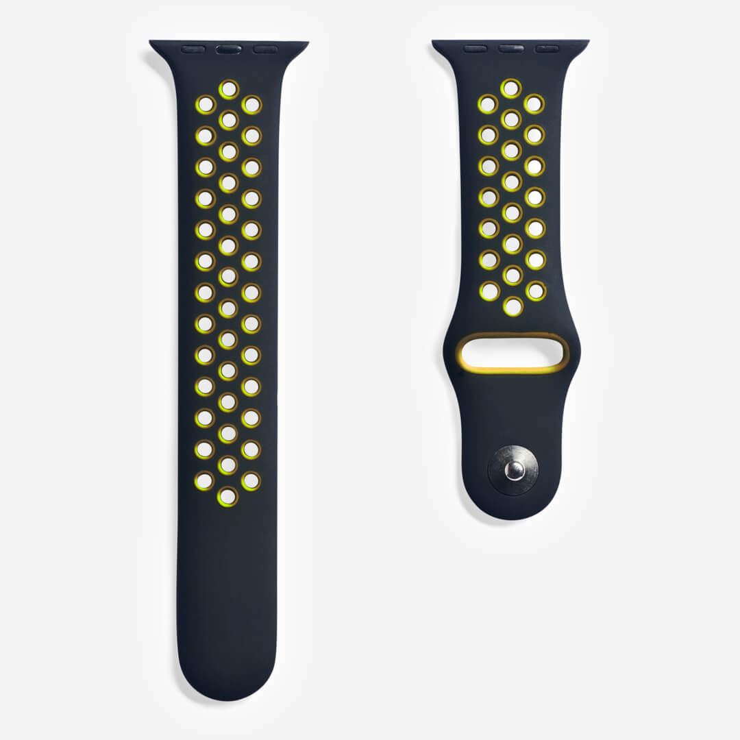 Silicone Sports Apple Watch Band - Black/Yellow