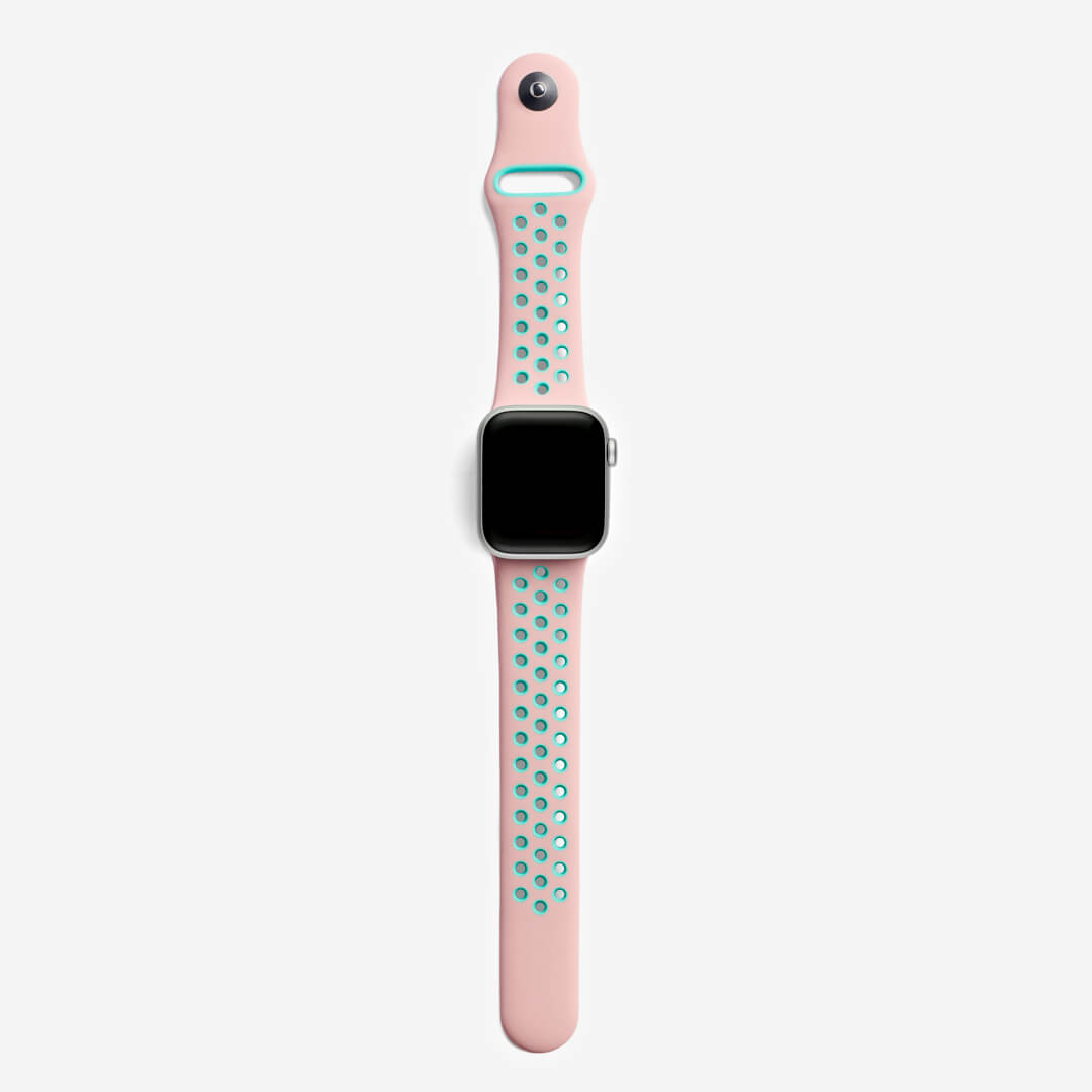 Silicone Sports Apple Watch Band - Pink/Mint