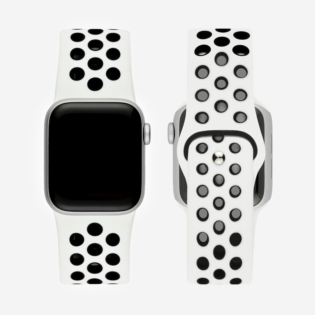 Silicone Sports Apple Watch Band - Platinum/Black