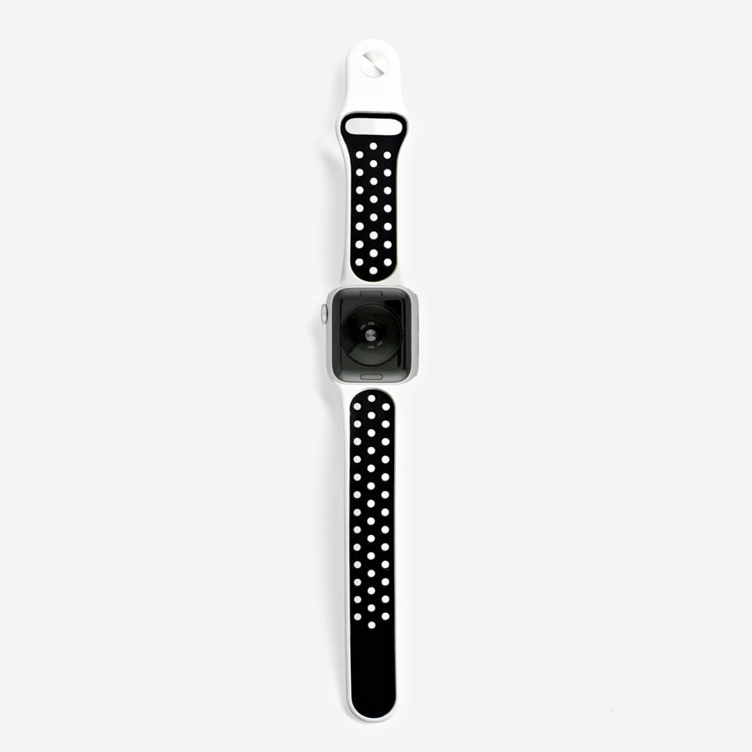 Silicone Sports Apple Watch Band - Platinum/Black