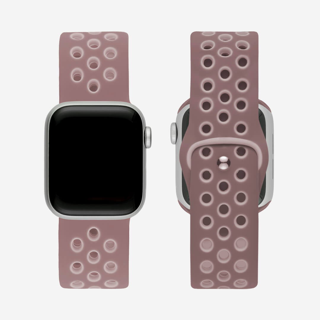 Silicone Sports Apple Watch Band - Smokey Mauve/Beige