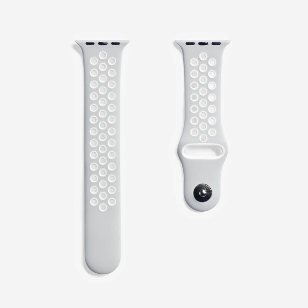 Silicone Sports Apple Watch Band - Stone/White