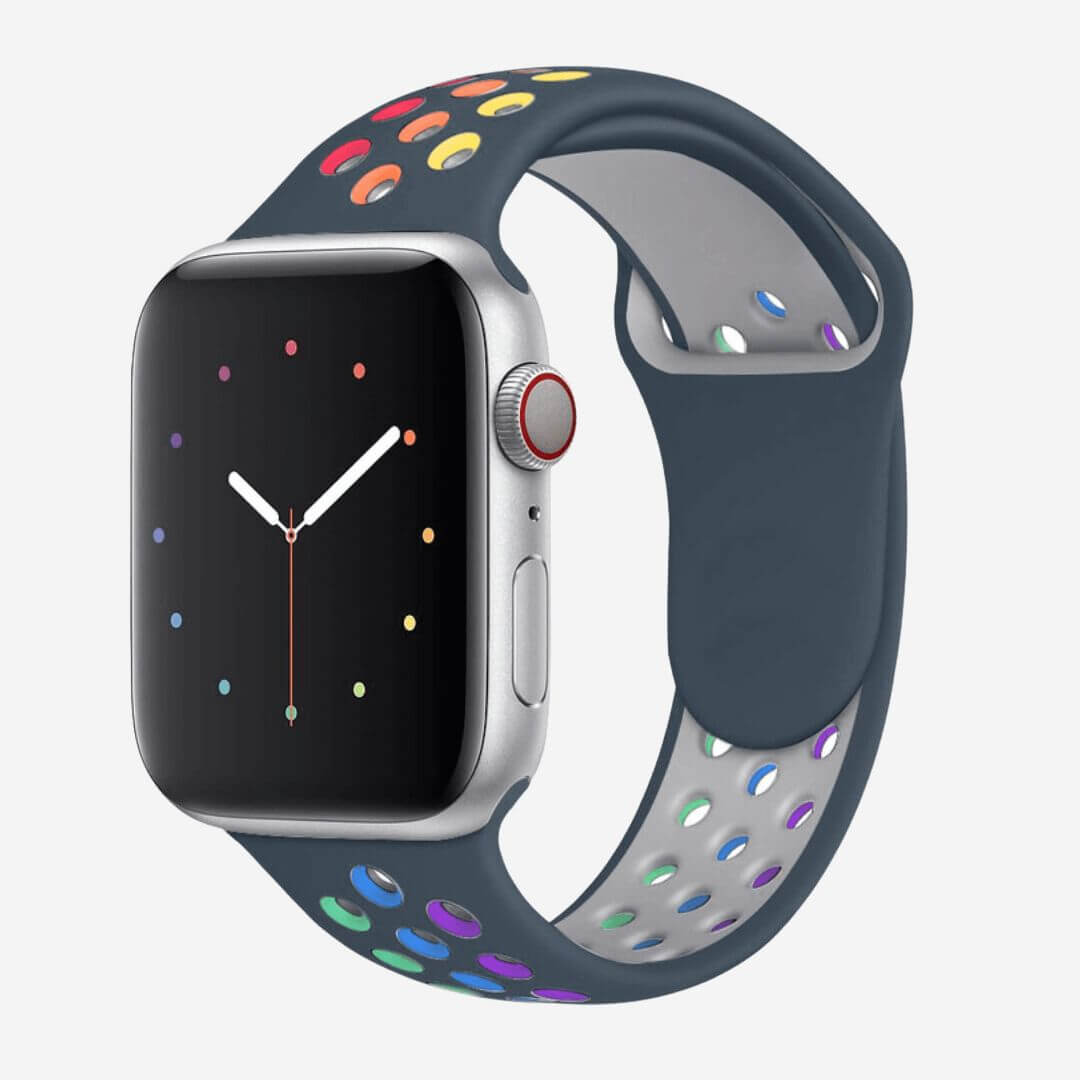 Silicone Sports Apple Watch Band - Slate/Pride