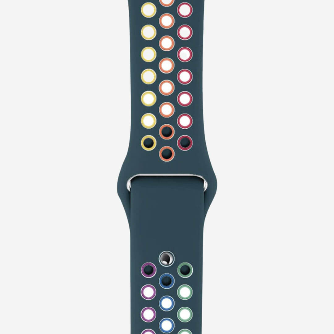 Silicone Sports Apple Watch Band - Slate/Pride