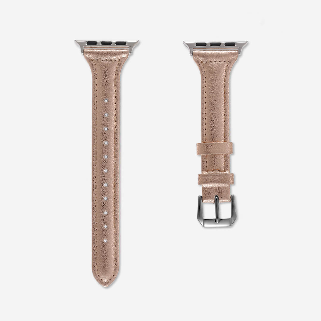 Slim Leather Apple Watch Band - Rose Gold