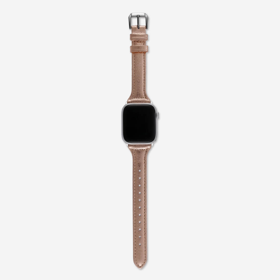 Slim Leather Apple Watch Band Rose Gold The Salty Fox