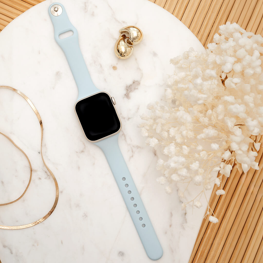 Slim Silicone Apple Watch Band - Blue Mist