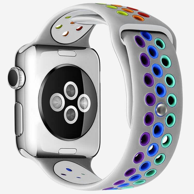 Silicone Sports Apple Watch Band - Stone/Pride