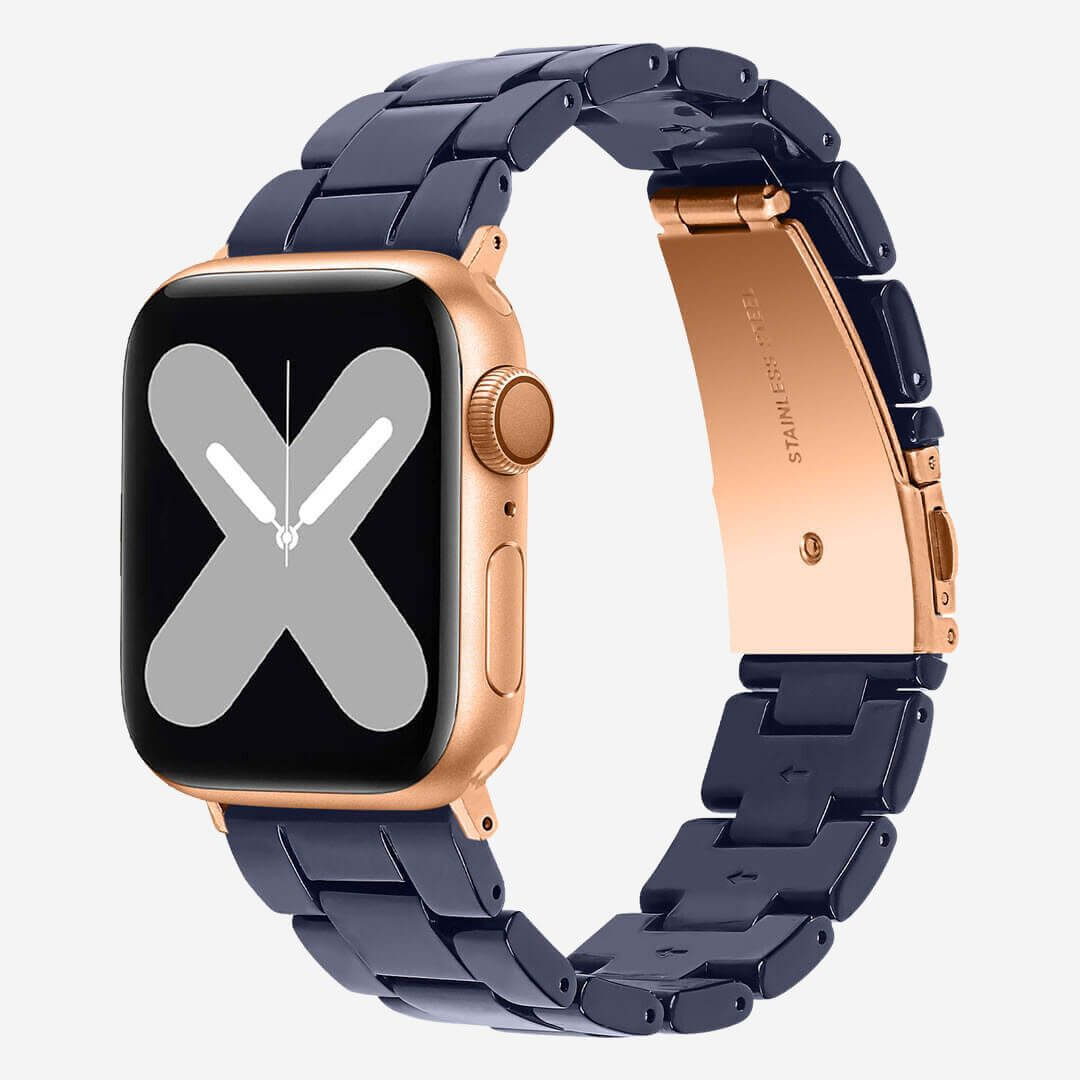 Rose gold apple hot sale watch with navy band