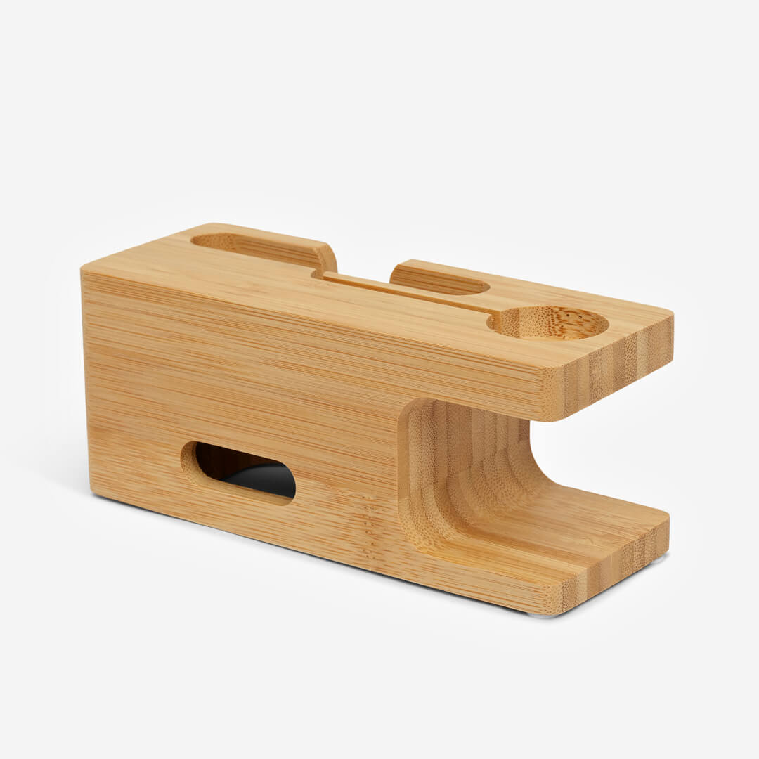 Bamboo Apple Watch &amp; iPhone Charging Station