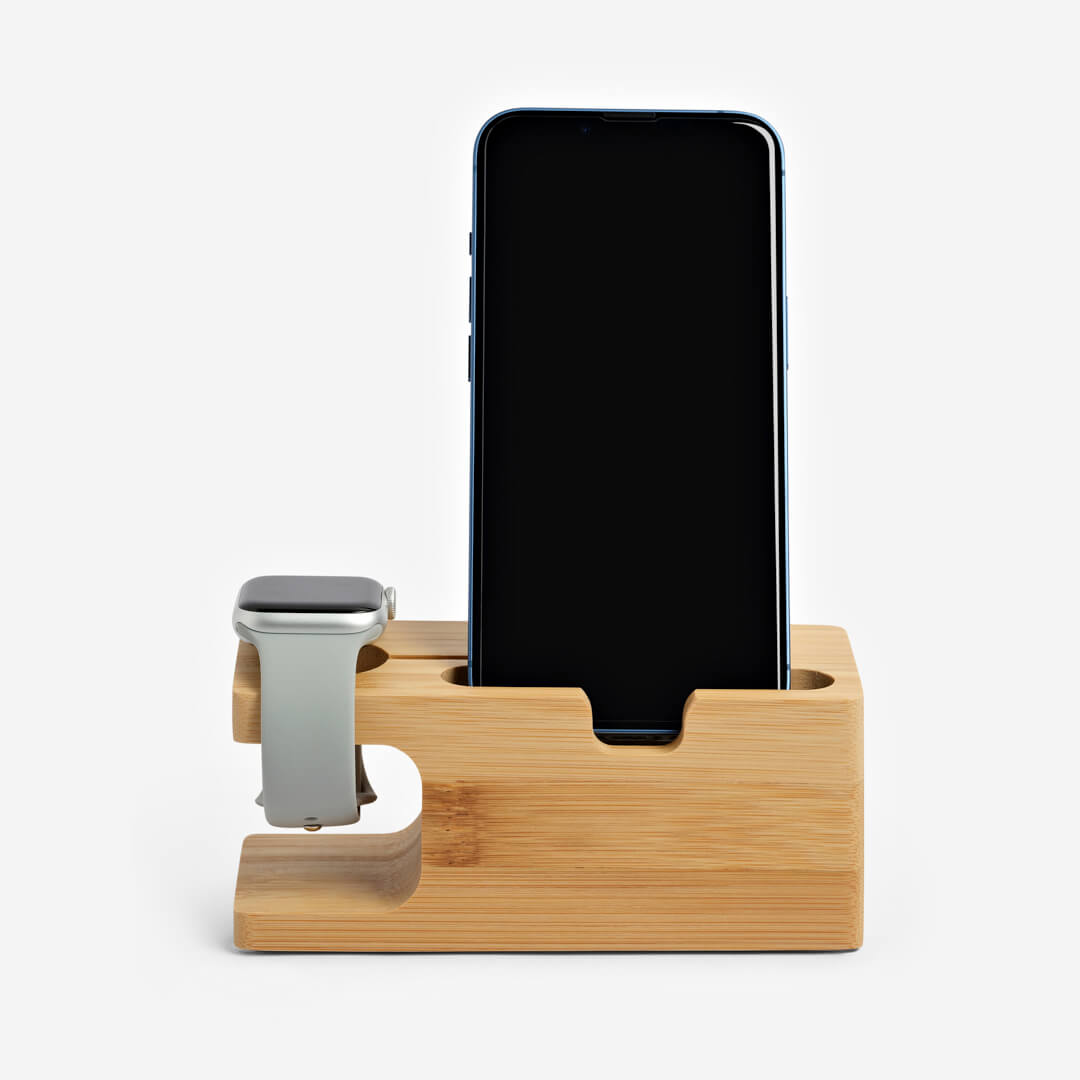Bamboo Apple Watch &amp; iPhone Charging Station
