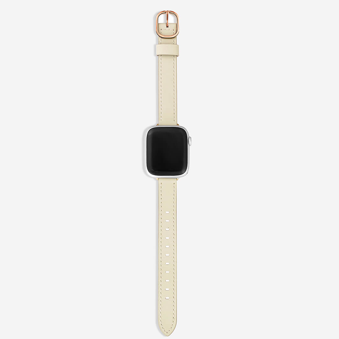 Copenhagen Leather Apple Watch Band - Alabaster / Vintage Rose Gold
