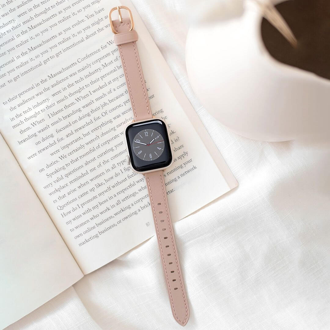 Copenhagen Leather Apple Watch Band - Pink / Vintage Rose Gold