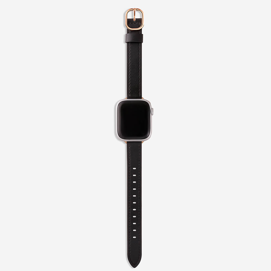 Copenhagen Leather Apple Watch Band - Black / Vintage Rose Gold