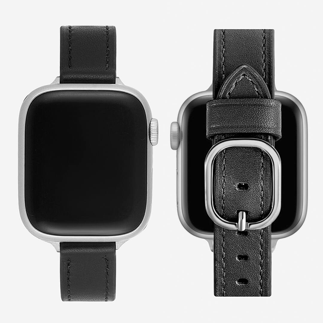 Copenhagen Leather Apple Watch Band - Black / Silver