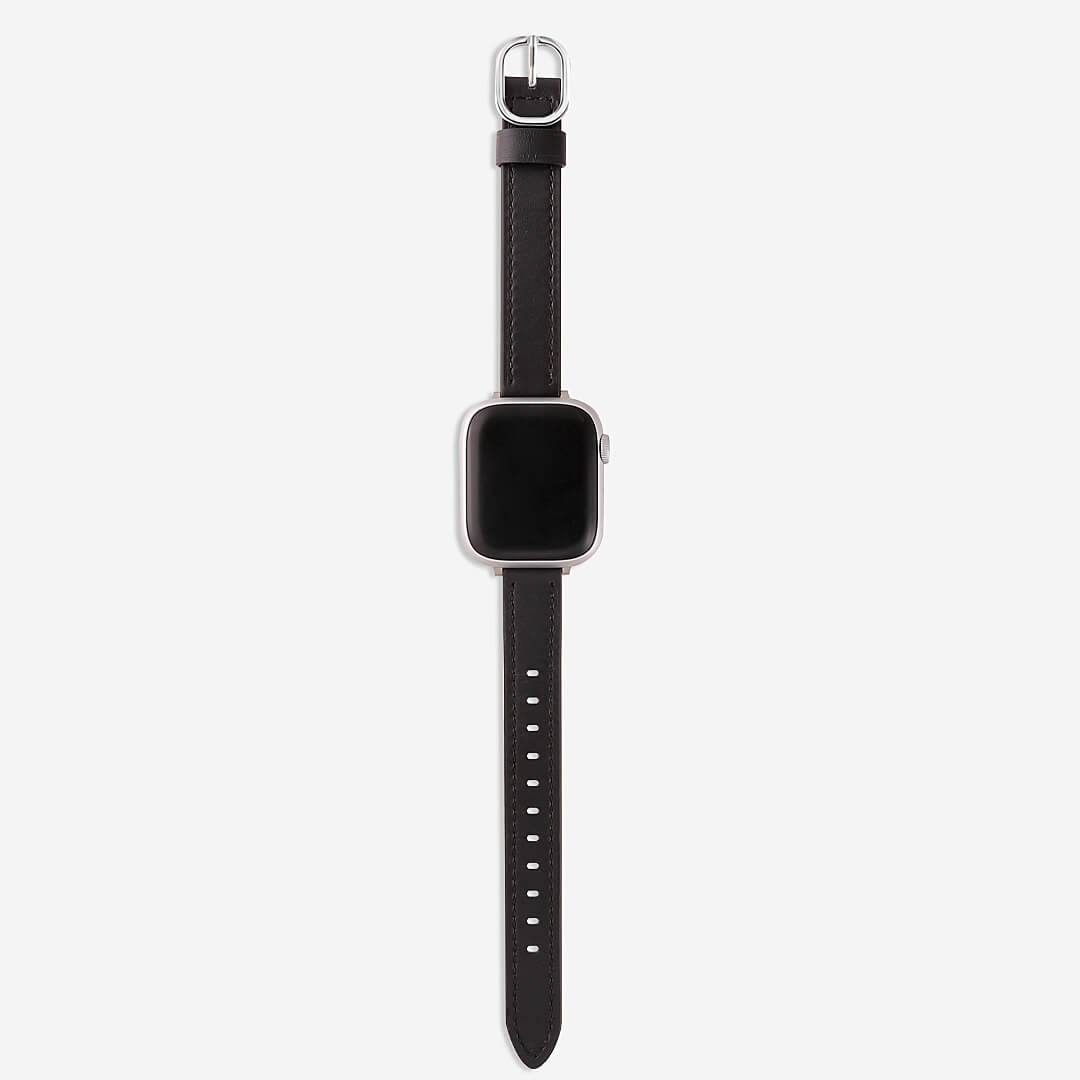 Copenhagen Leather Apple Watch Band - Black / Silver