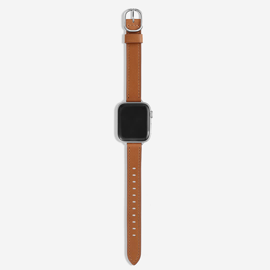 Copenhagen Leather Apple Watch Band - Caramel / Silver