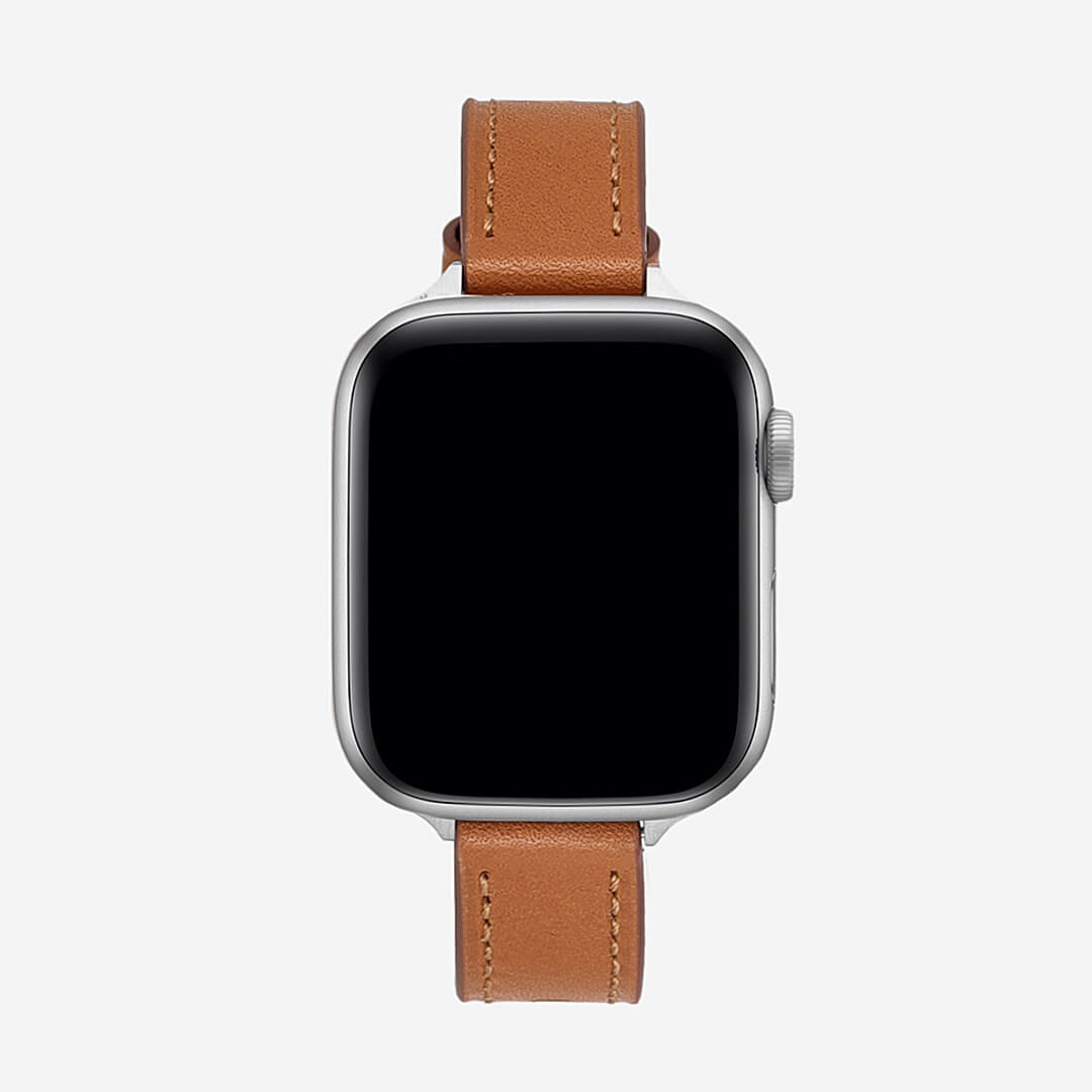 Copenhagen Leather Apple Watch Band - Caramel / Silver