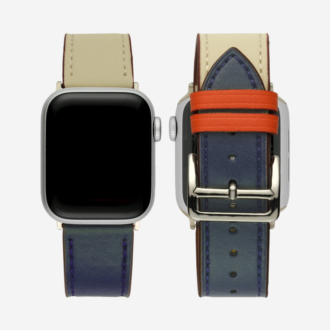 Oxford Classic Apple Watch Band - Vanilla & Navy