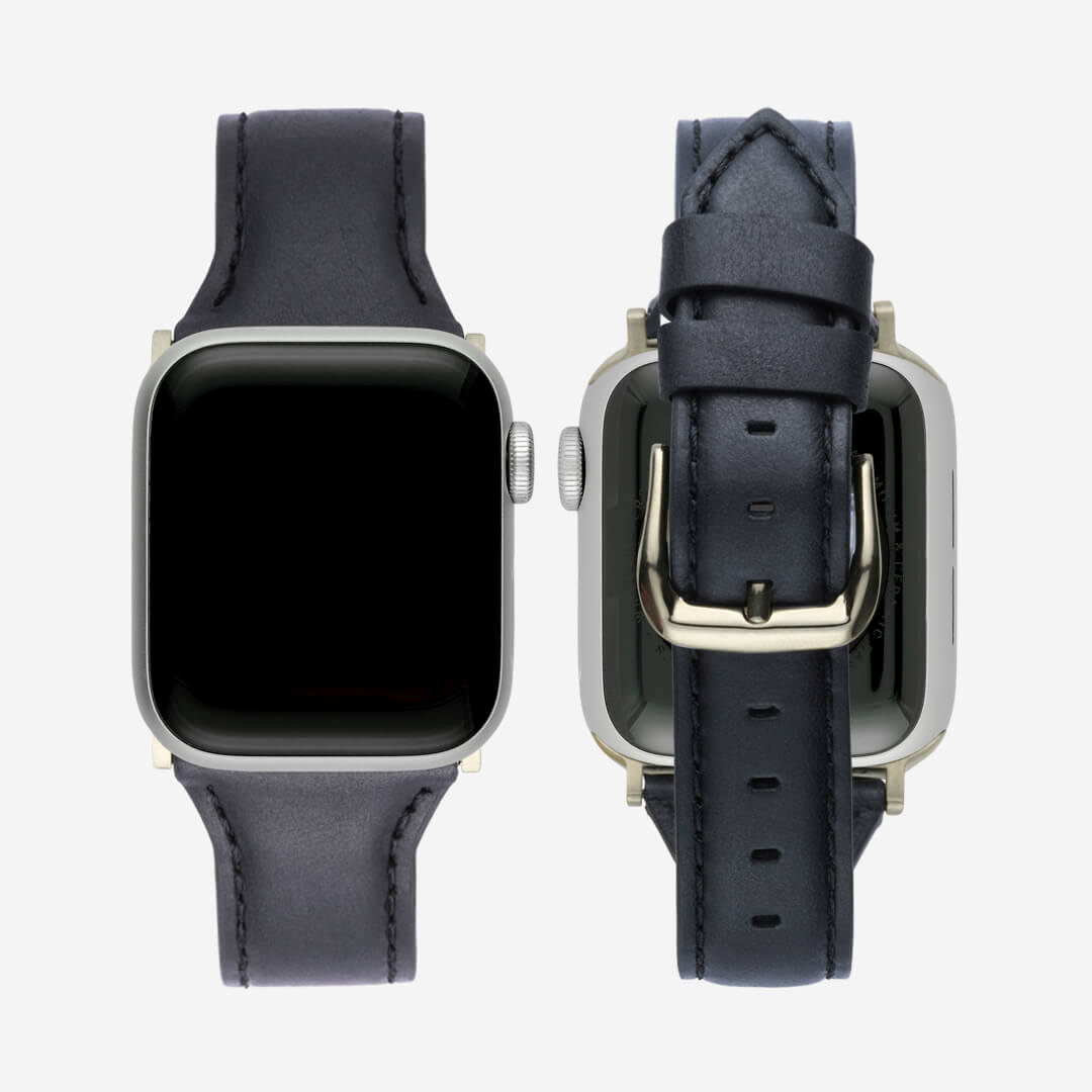 Slim Leather Apple Watch Band - Black