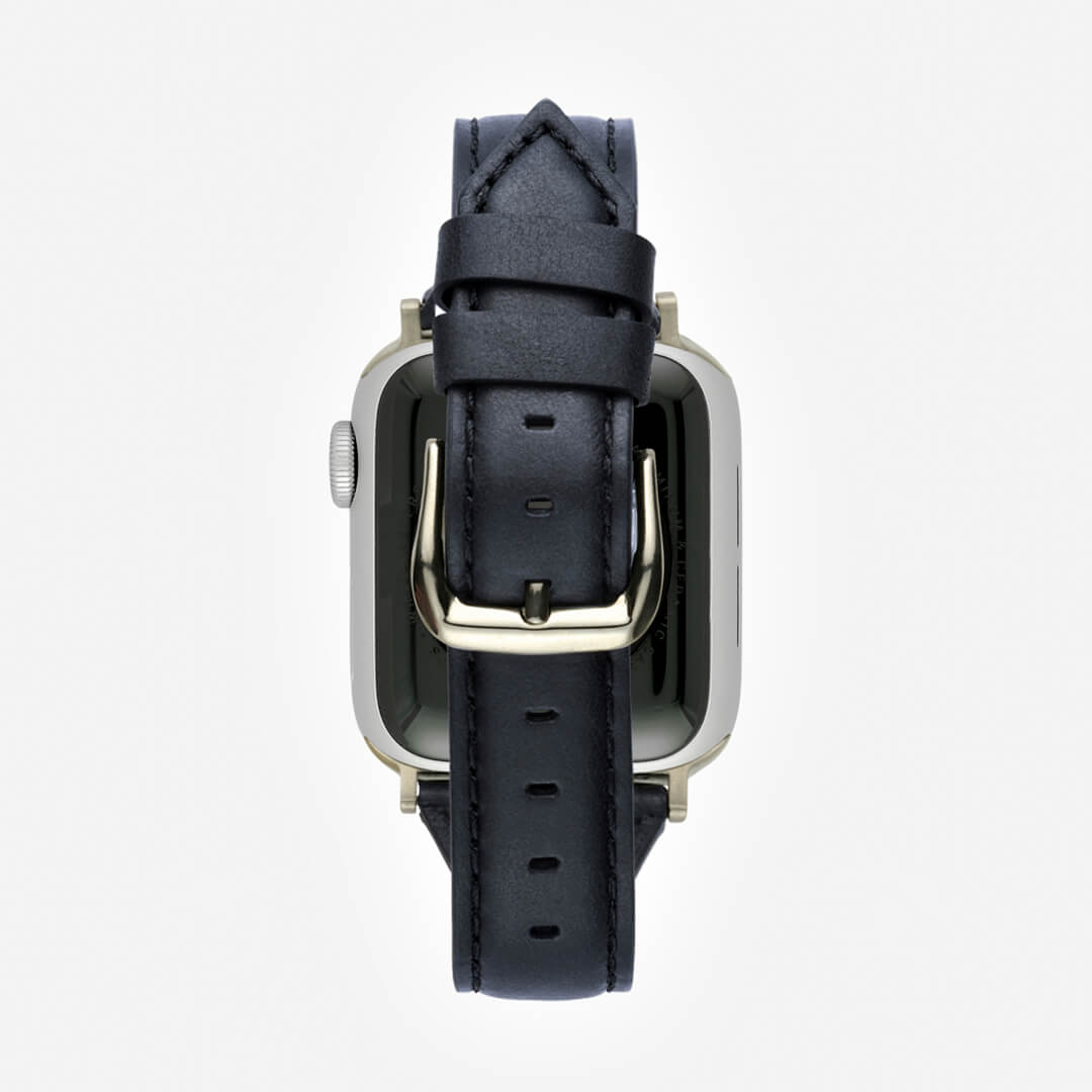 Slim Leather Apple Watch Band - Black