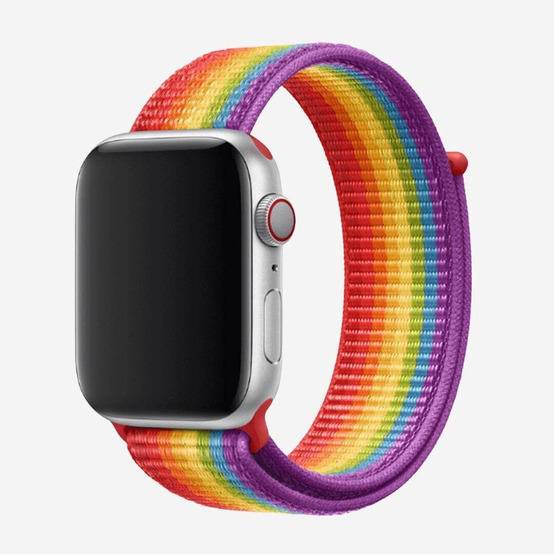 Striped Sport Loop Apple Watch Band - Deep Rainbow