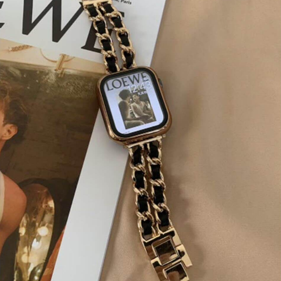 Paris Bracelet Apple Watch Band - Vintage Rose Gold / Black - The