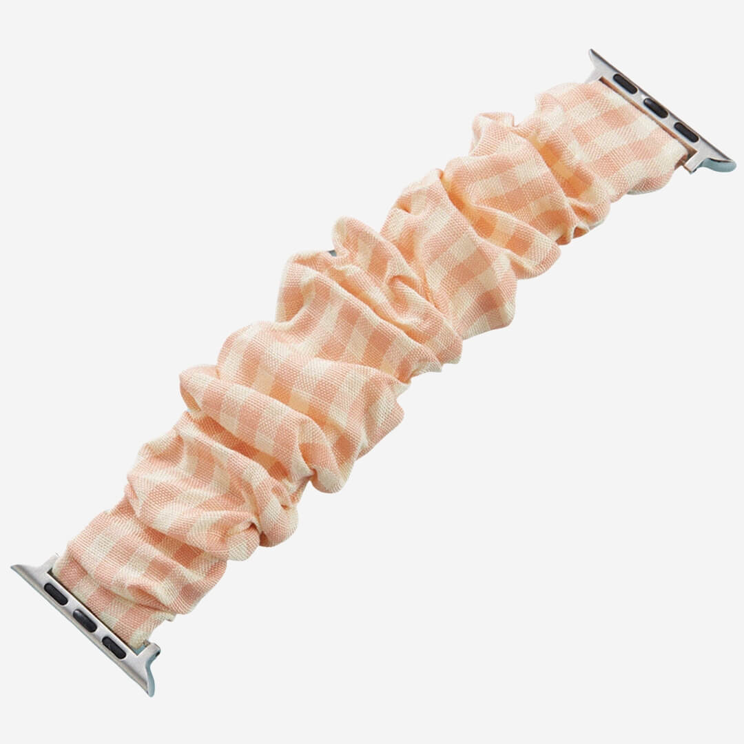 Scrunchie Apple Watch Band - Apricot Gingham