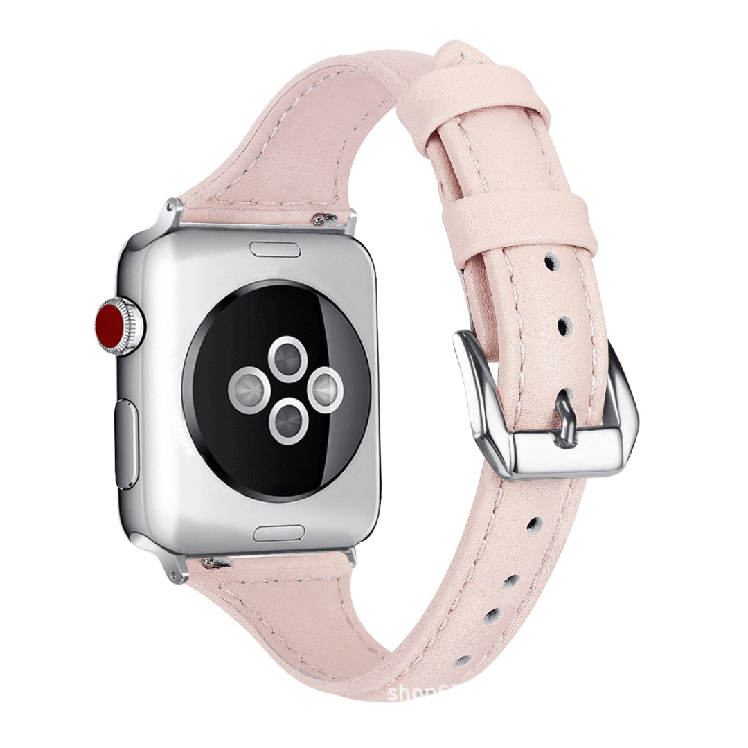 Slim Leather Apple Watch Band - Blush