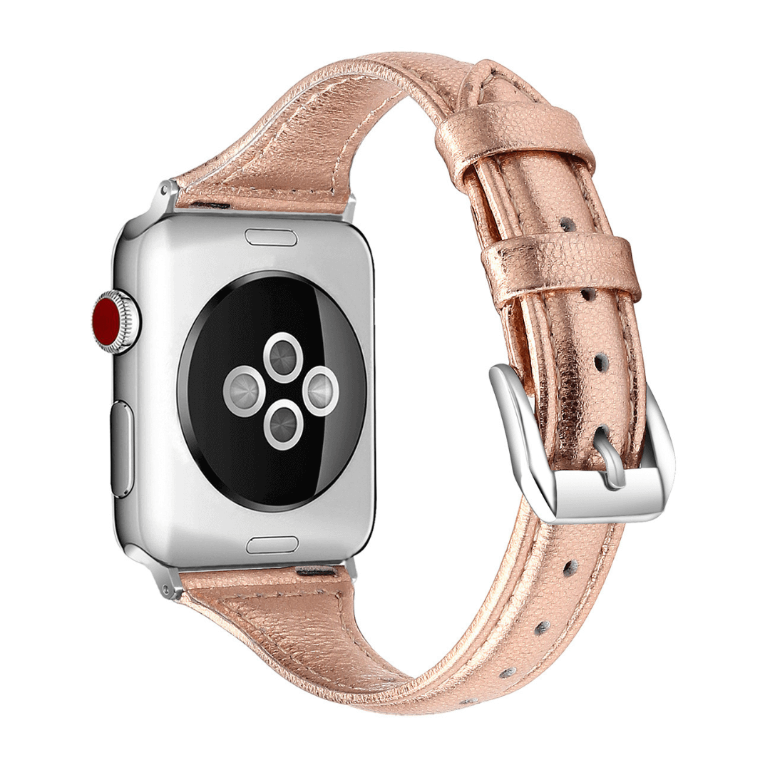Slim Leather Apple Watch Band - Rose Gold