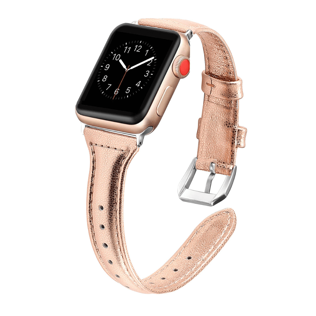 Slim Leather Apple Watch Band - Rose Gold