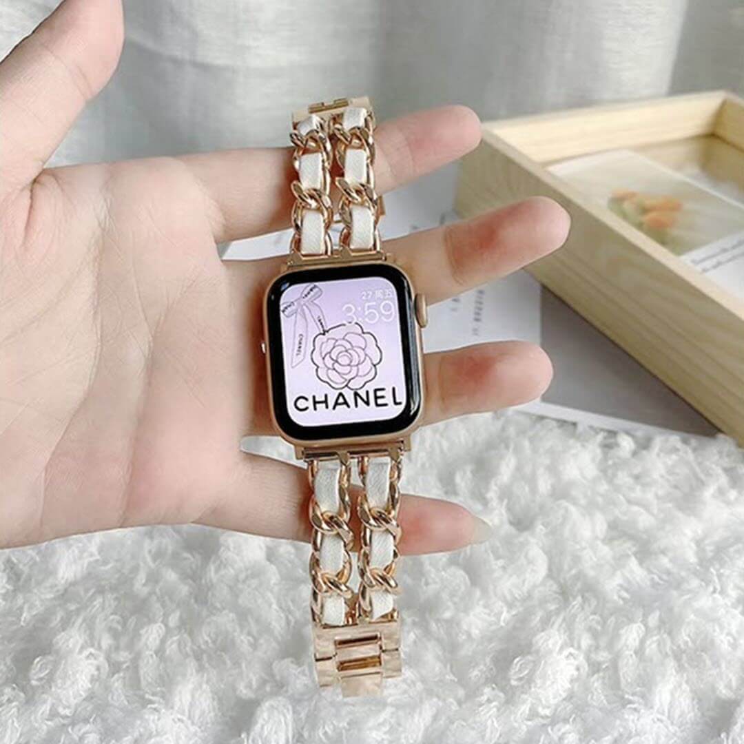 Paris Bracelet Apple Watch Band - Vintage Rose Gold / White